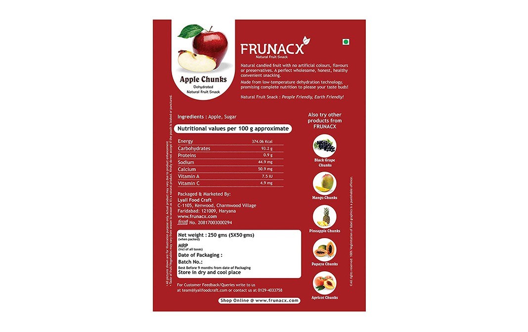Frunacx Apple Chunks    Pack  250 grams